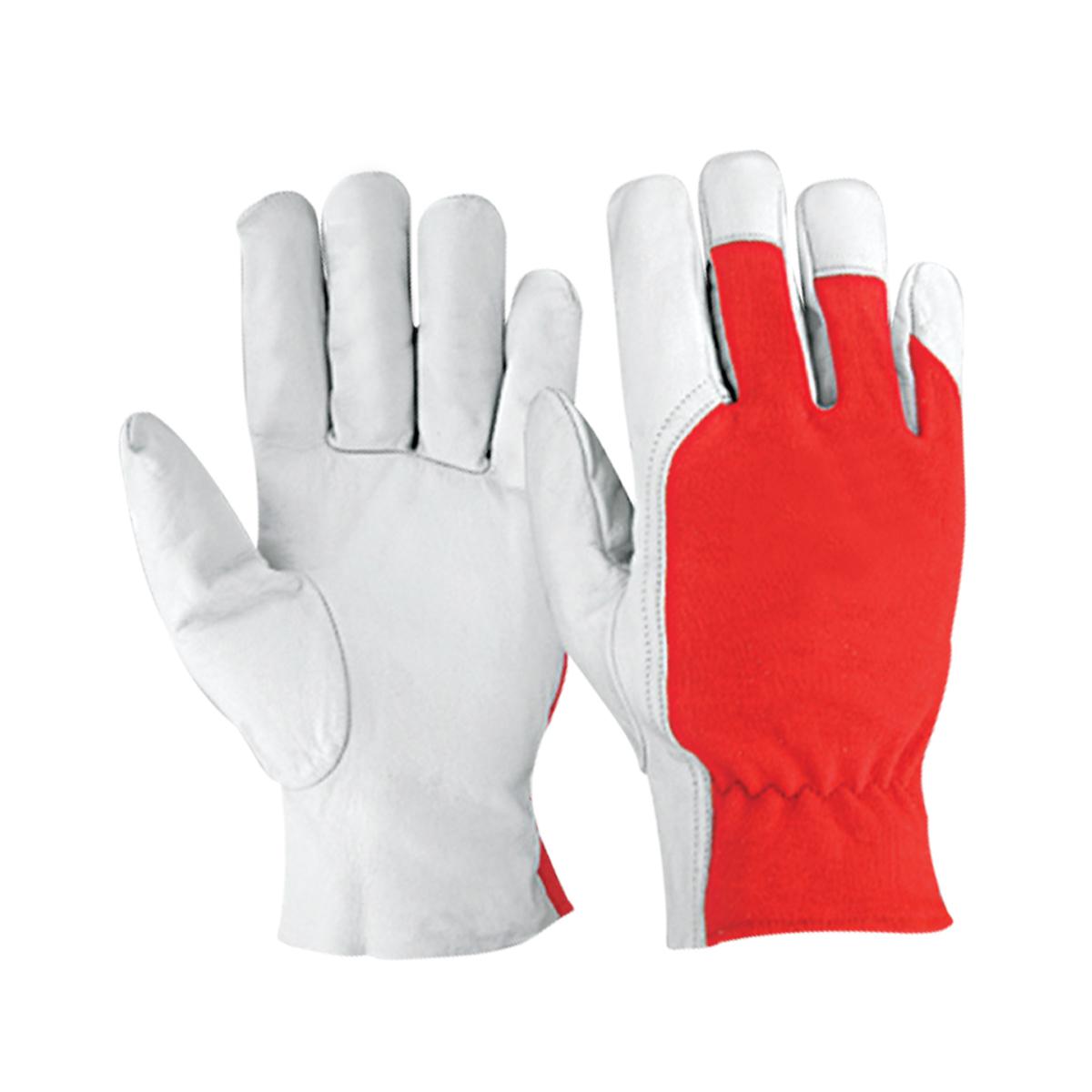 Best Goatskin Leather Assembly Gloves with Fleece Fabric Back