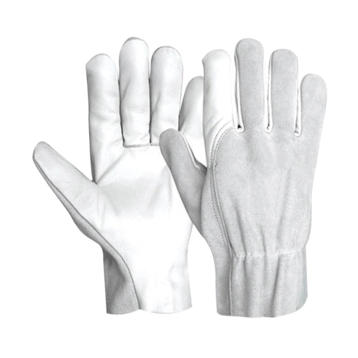 Goatskin palm split leather back driver gloves for industrial safety, construction work, warehouse handling, and mechanical applications