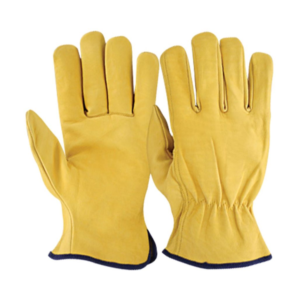 Golden full goatskin leather driver gloves by Tough Safety Wears for industrial handling, transport, warehouse, and maintenance work