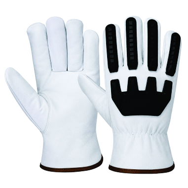 Heavy-duty cut-resistant cowhide safety gloves with TPR impact protection for industrial hand protection