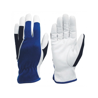 Goatskin leather driver gloves with rib fabric back by Tough Safety Wears for handling and industrial work