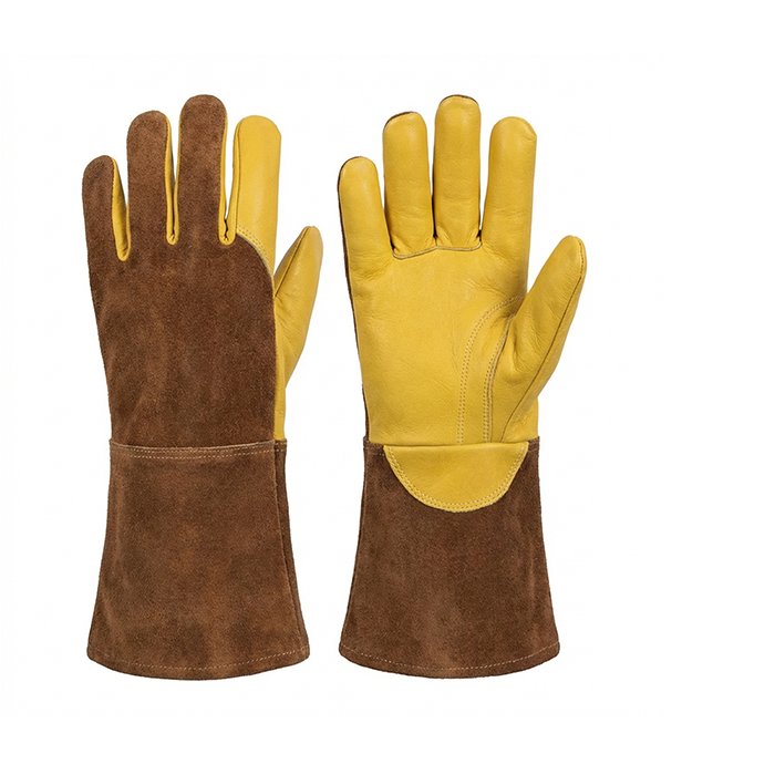 Heat resistant leather welding gloves by Tough Safety Wears for industrial welding protection